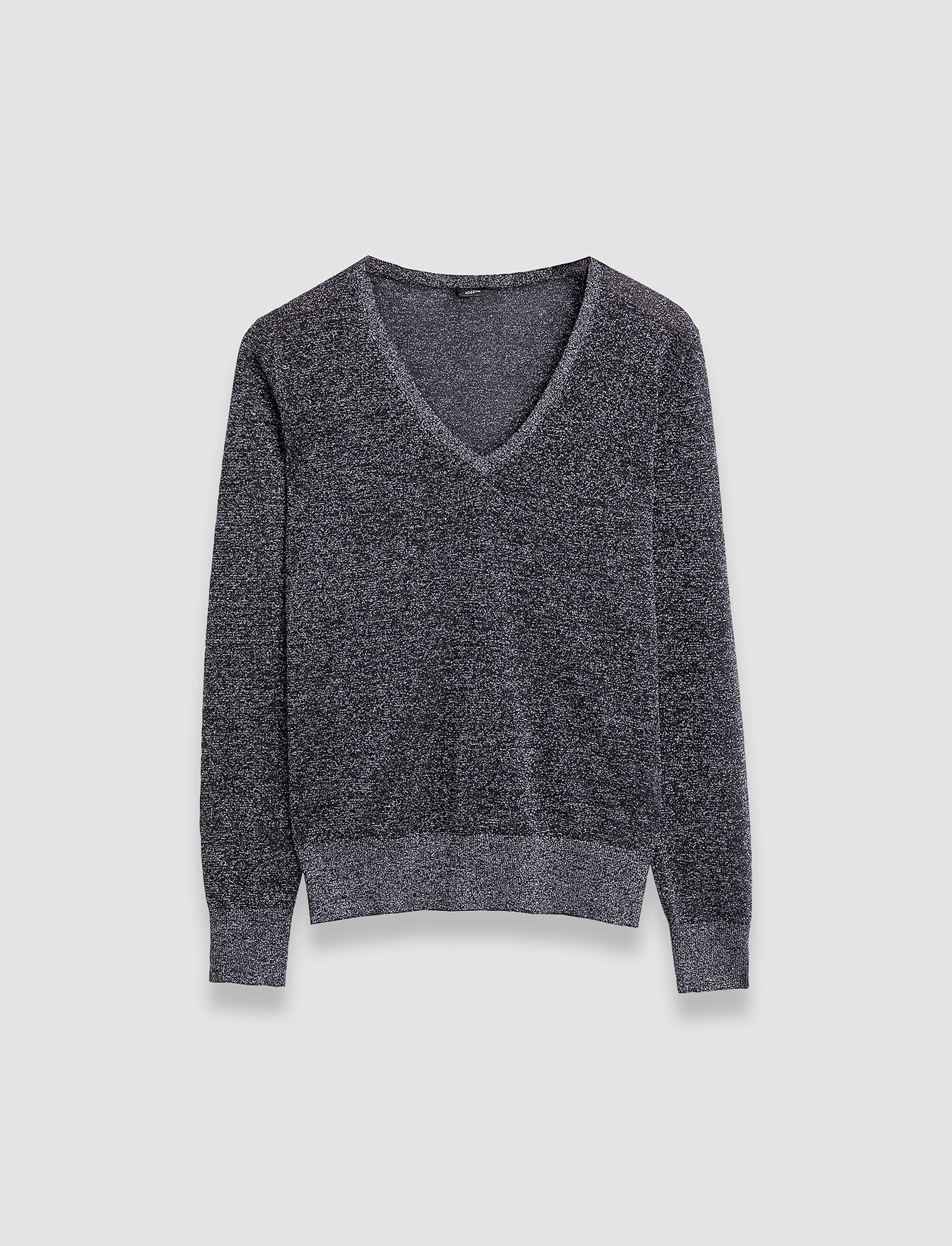 Lurex Knit V Neck Jumper