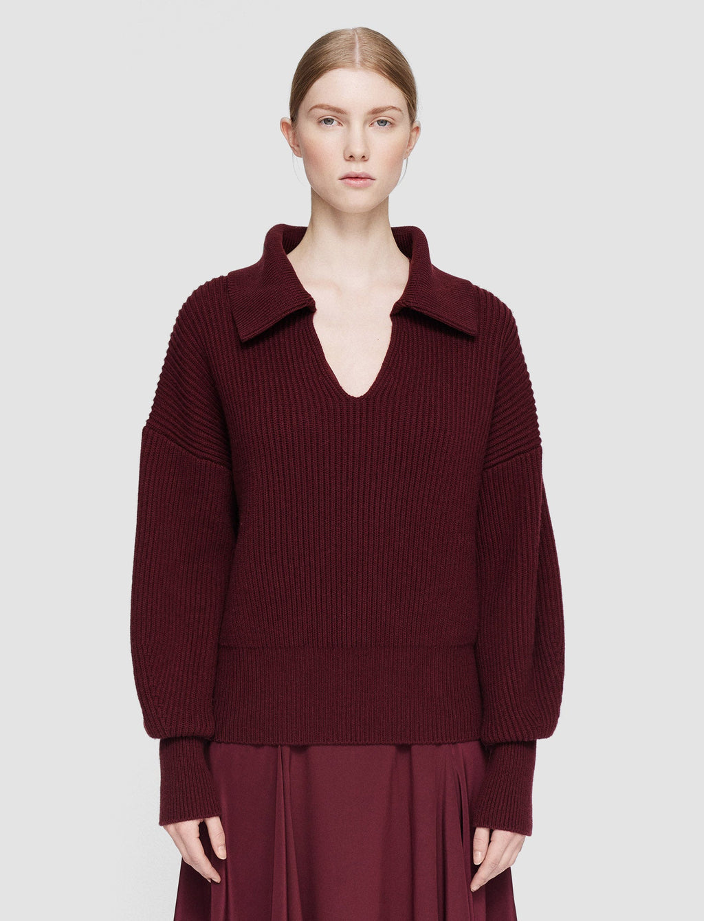 Light Cardigan Stitch Open Neck Jumper