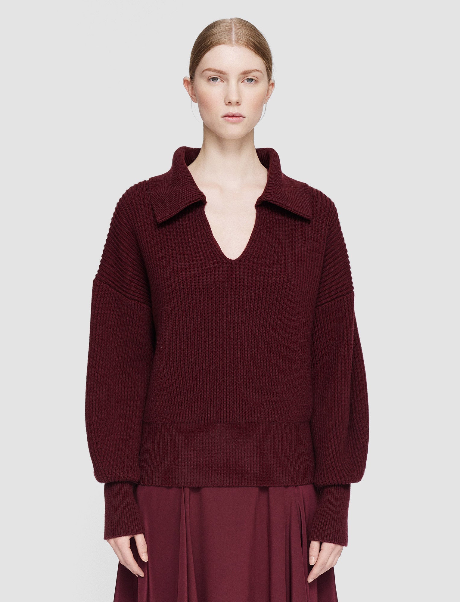 Light Cardigan Stitch Open Neck Jumper
