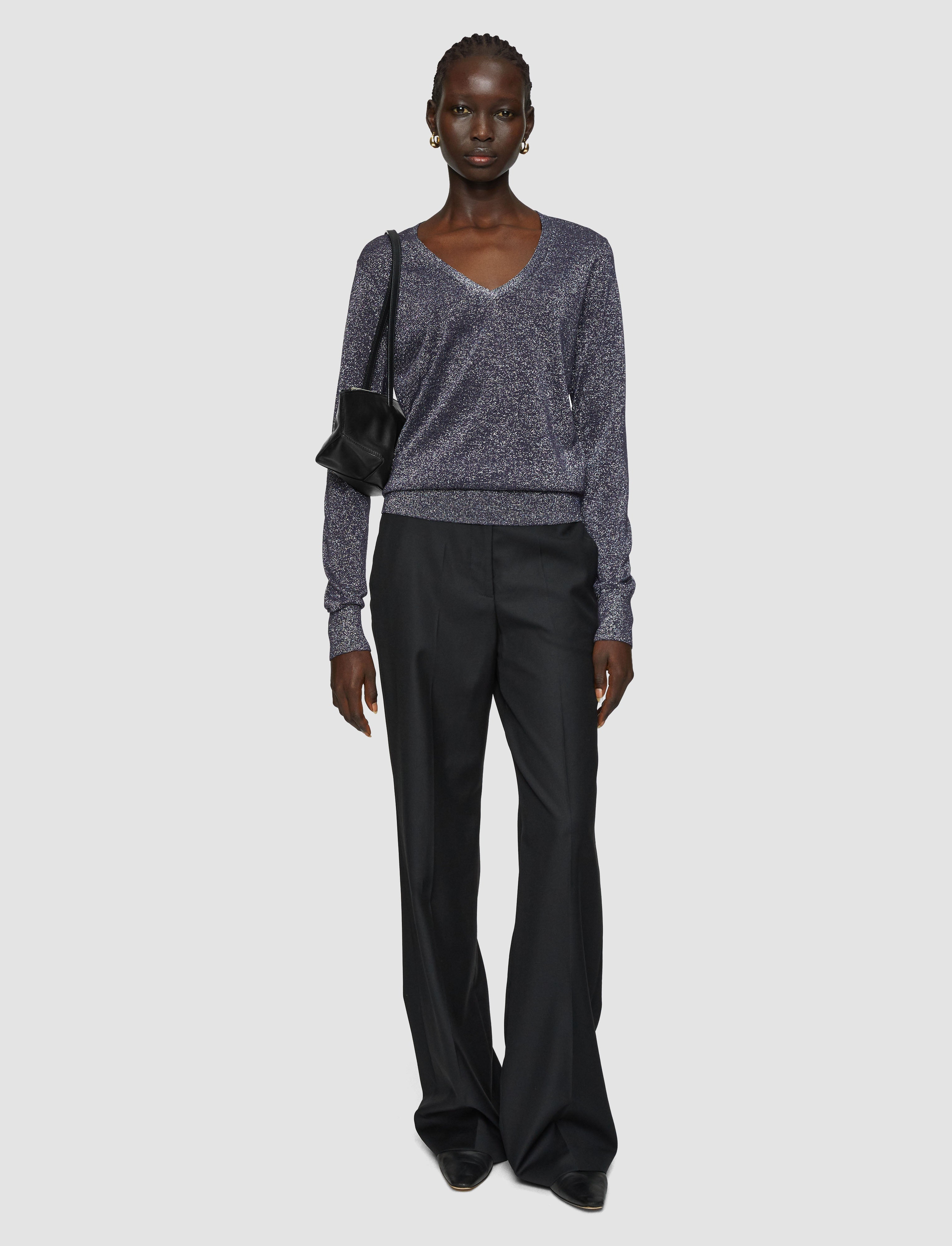 Lurex Knit V Neck Jumper