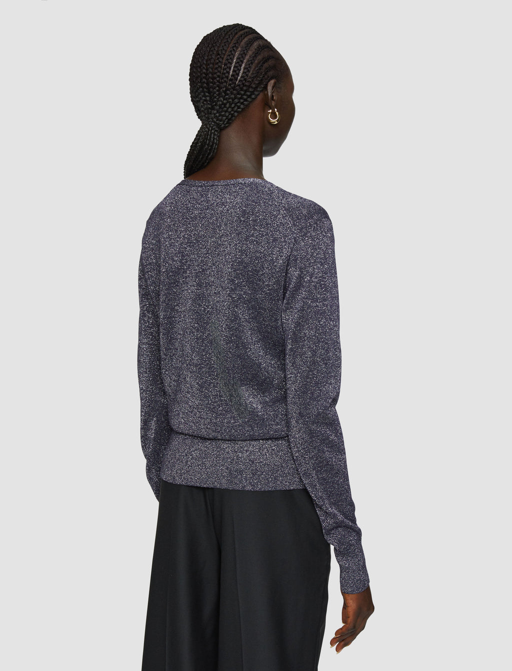 Lurex Knit V Neck Jumper