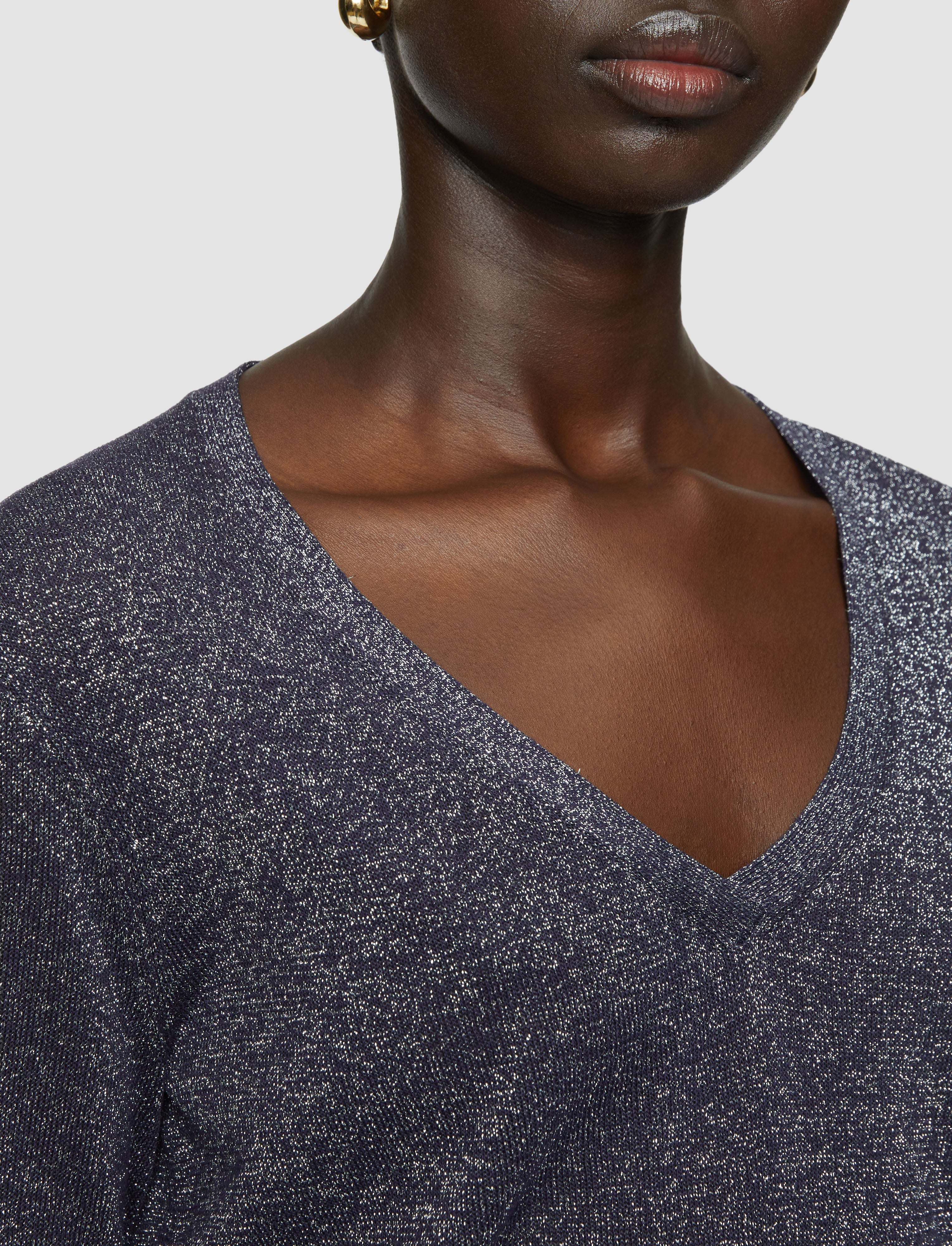 Lurex Knit V Neck Jumper