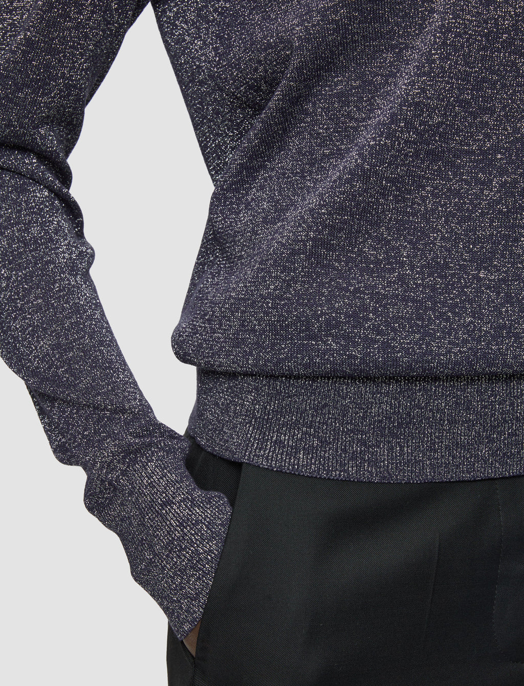 Lurex Knit V Neck Jumper