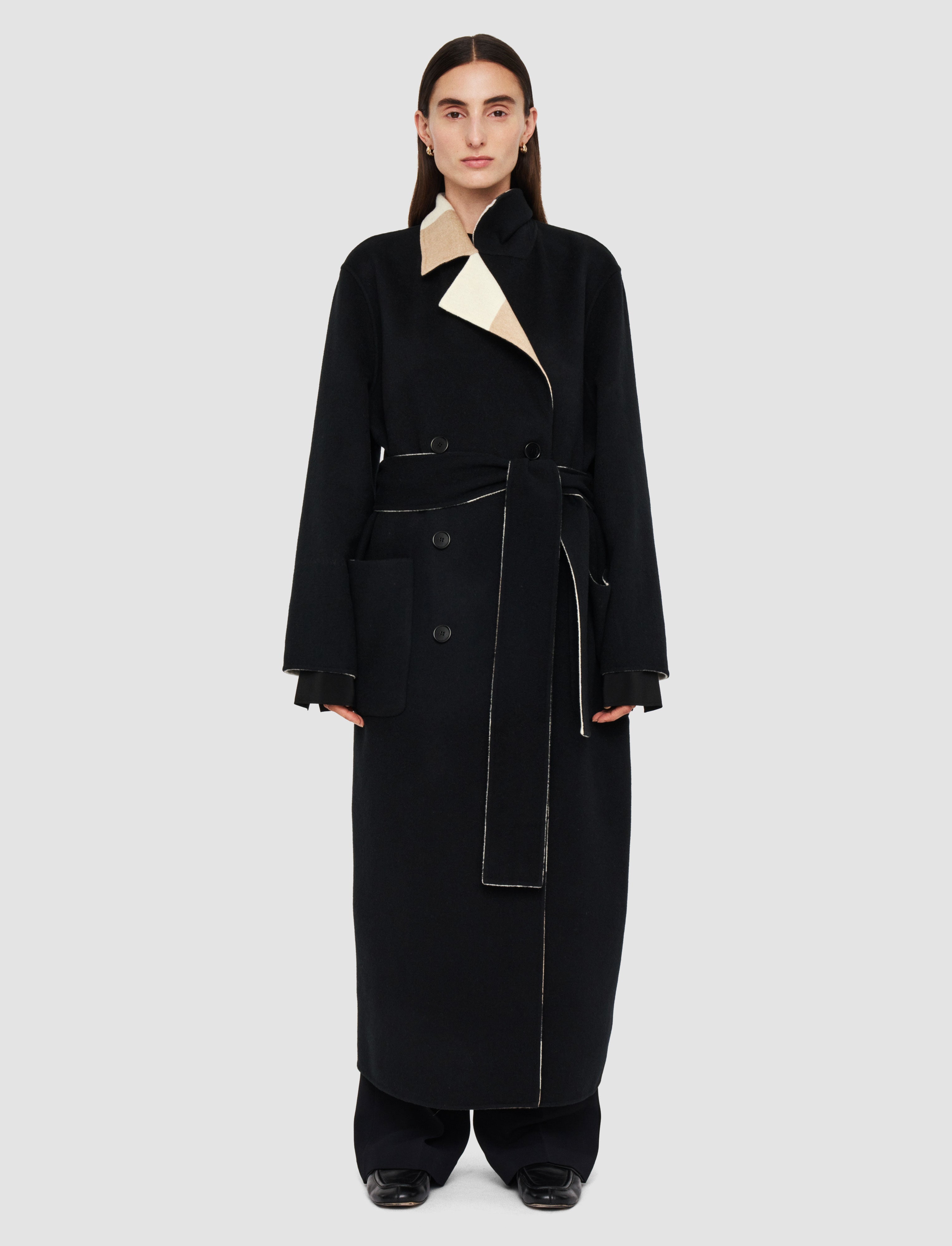 Merton Reversible Check Wool Coat